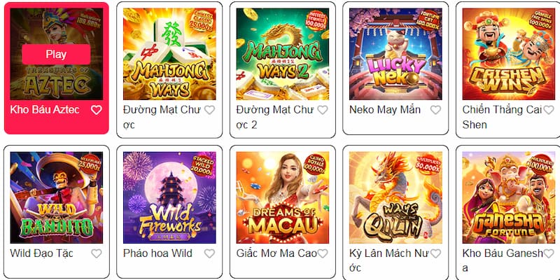 Số lượng game quay hũ nhiều